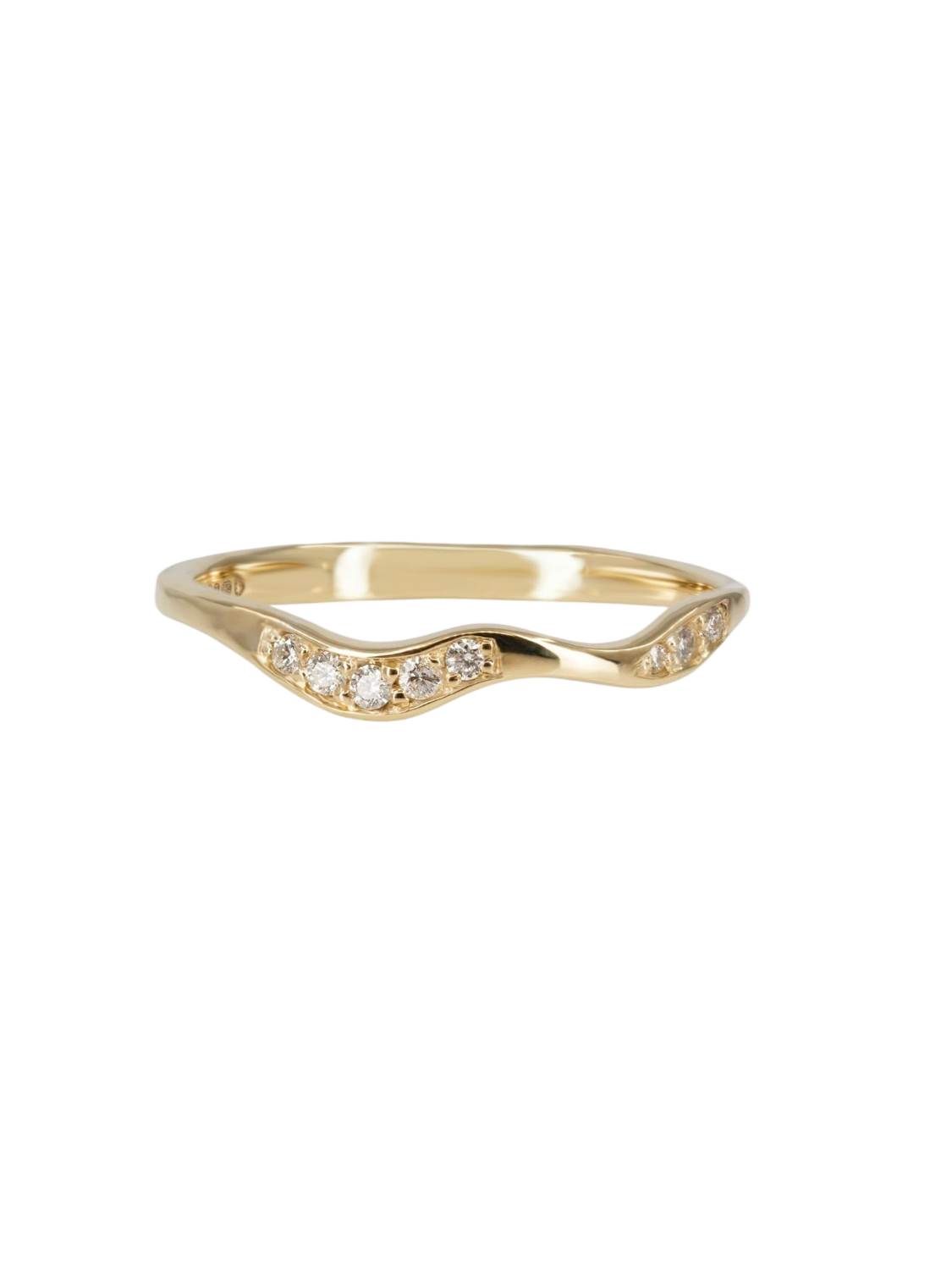 Curved Flow Wedding Band - White Diamonds photo