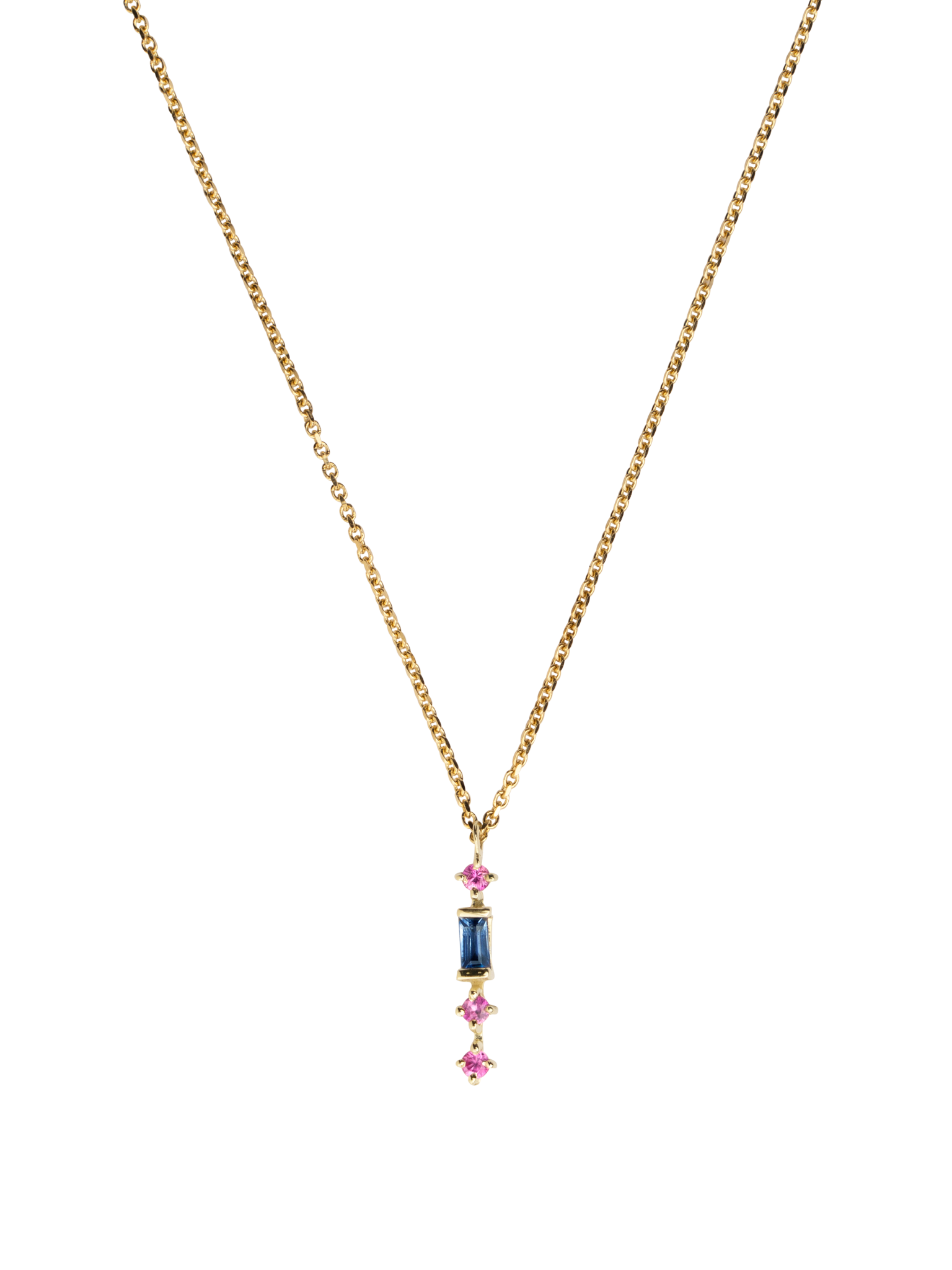 Pink & blue sapphire petite tiare necklace