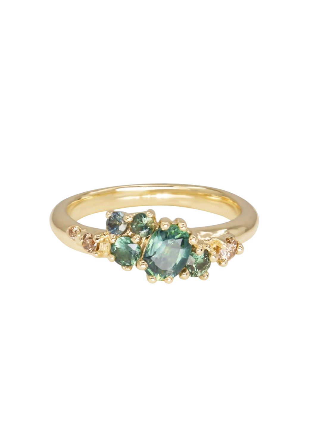 Dryad Engagement Ring - Teal Sapphires And Champagne Diamonds photo