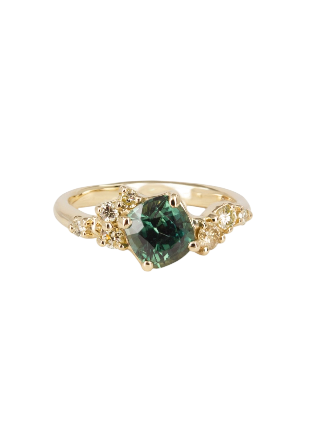 Danae Engagement Ring - Teal Sapphire And Yellow Diamonds photo