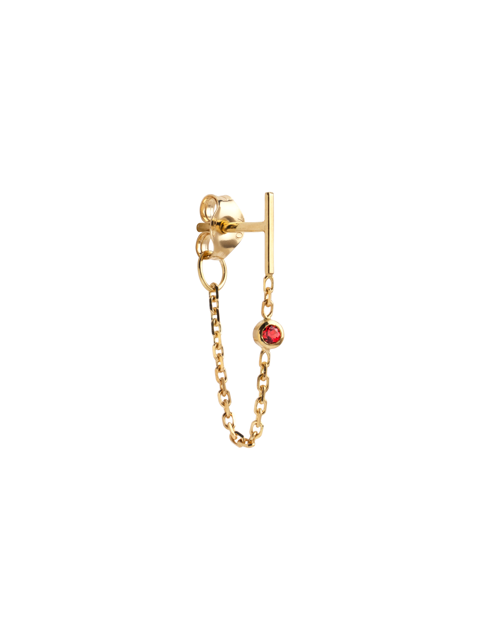 Mini line & chain scarlet sapphire earring