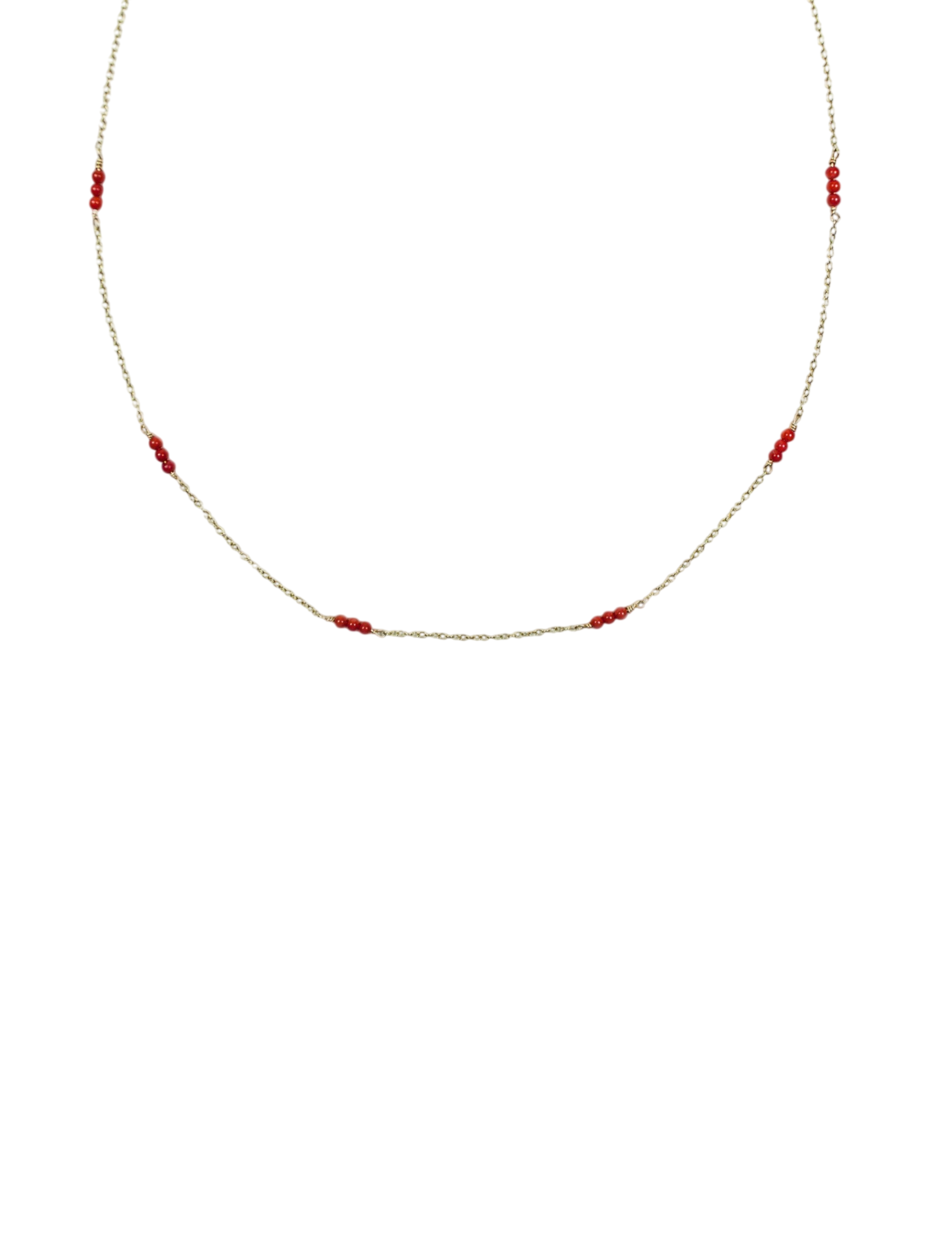 Red Coral Grace Necklace - 9ct Gold photo