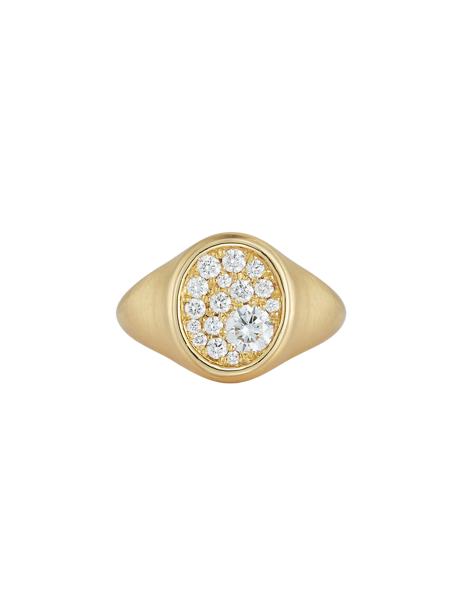 Pave oval signet ring