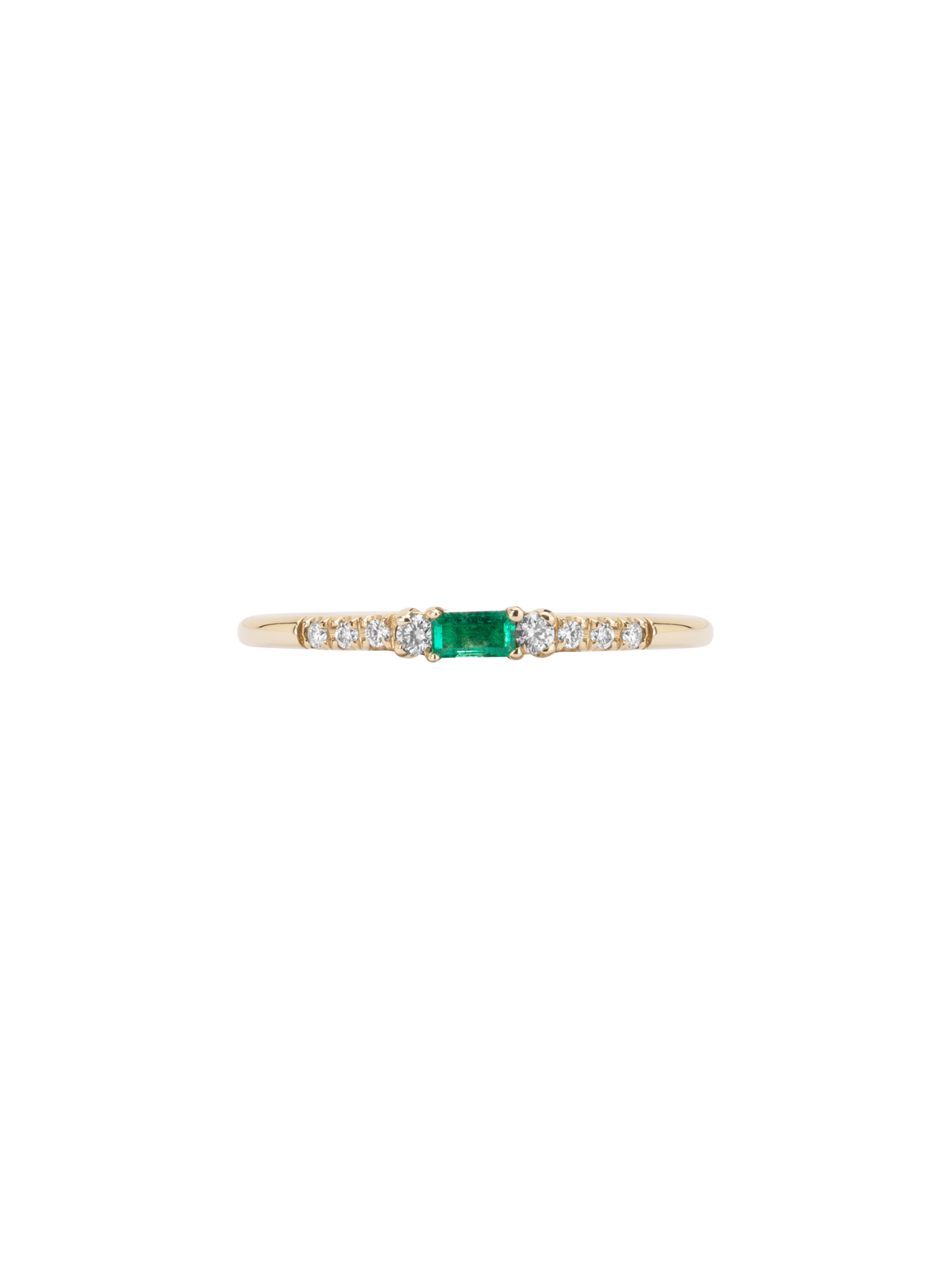 Baguette emerald petite equilibrium ring