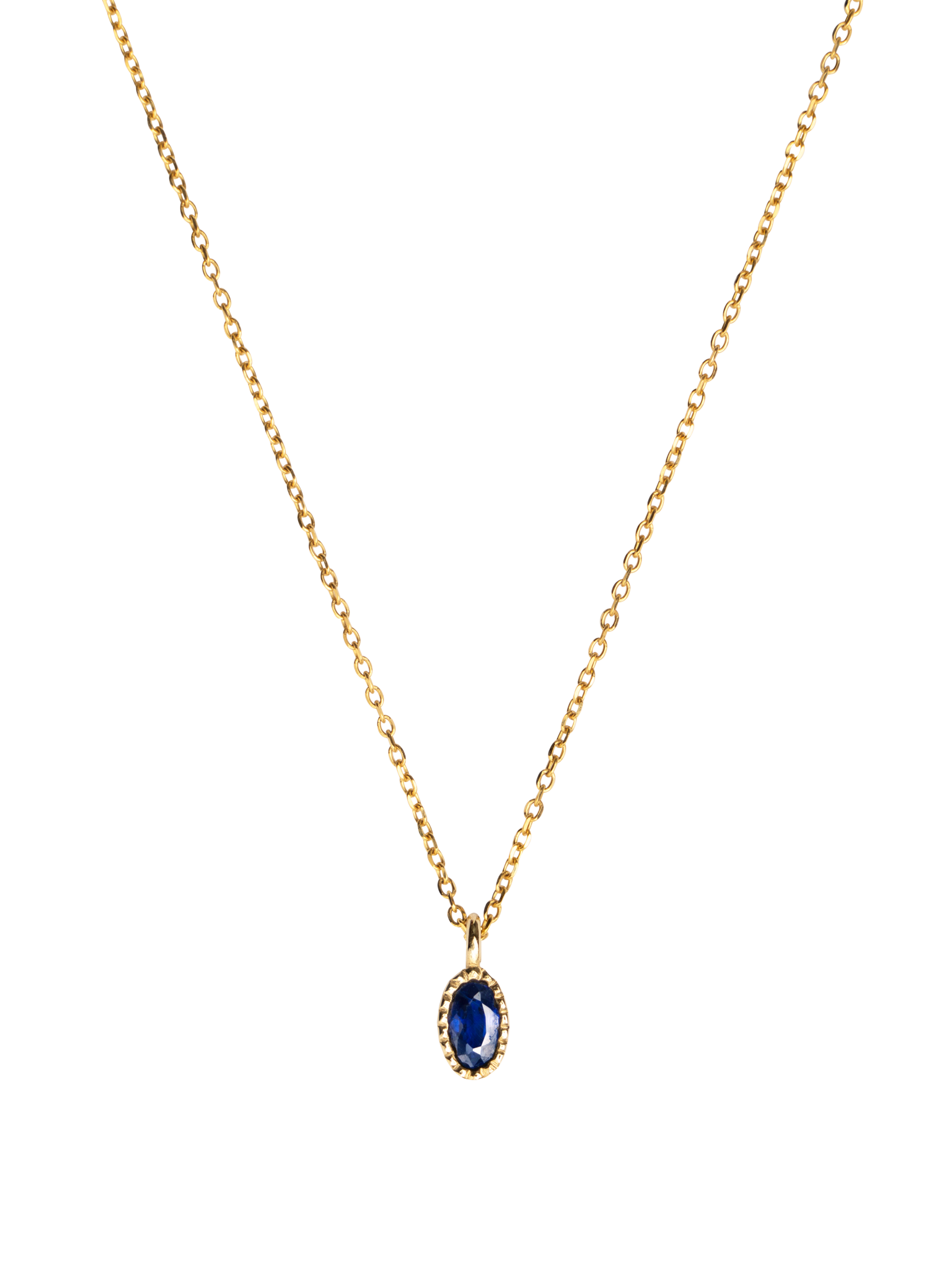Oval blue sapphire wisp necklace