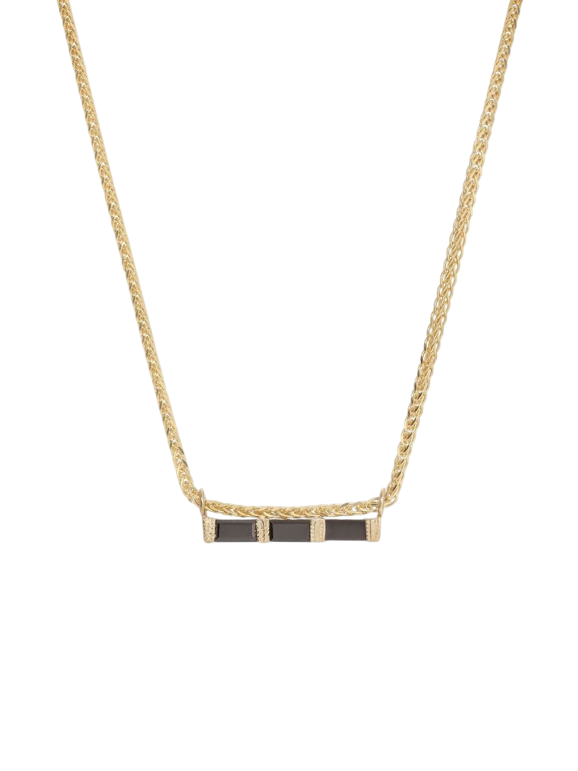 3 Black Diamond Baguette Necklace photo