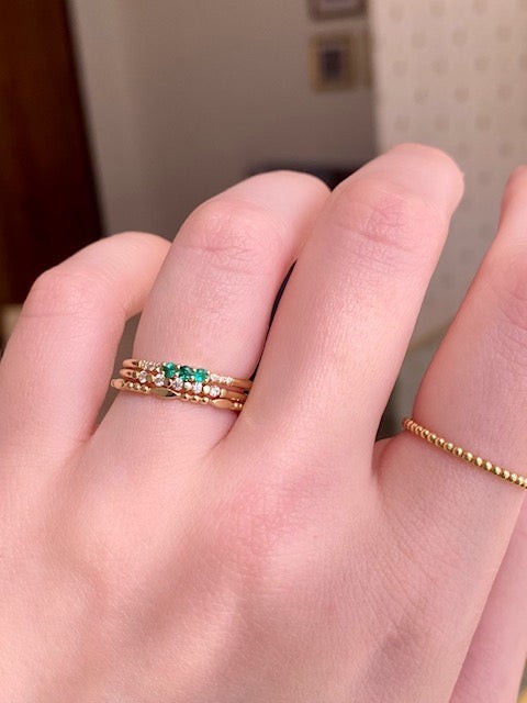 3 Emerald Equilibrium Ring