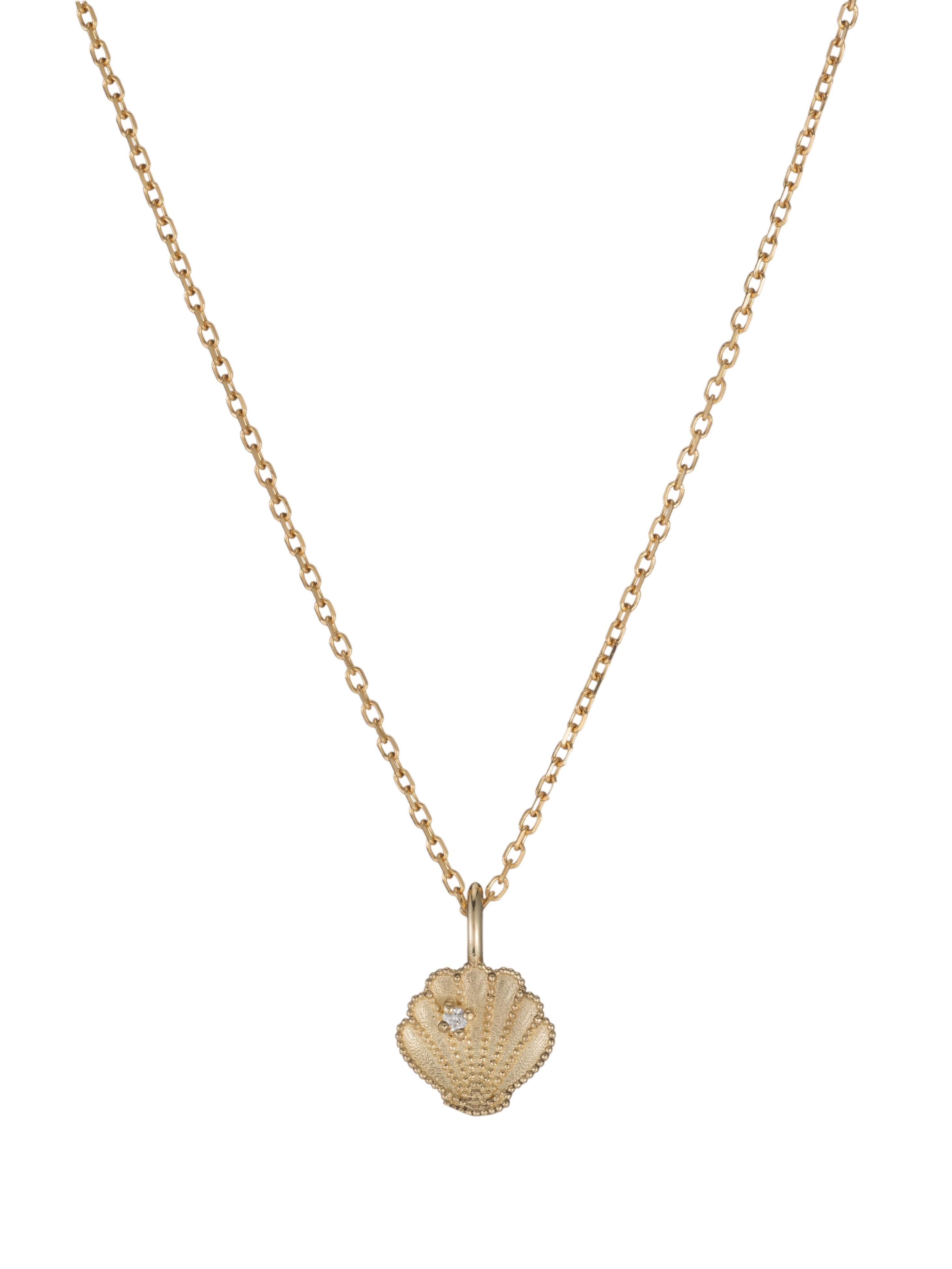 Beaded Diamond Shell Necklace photo