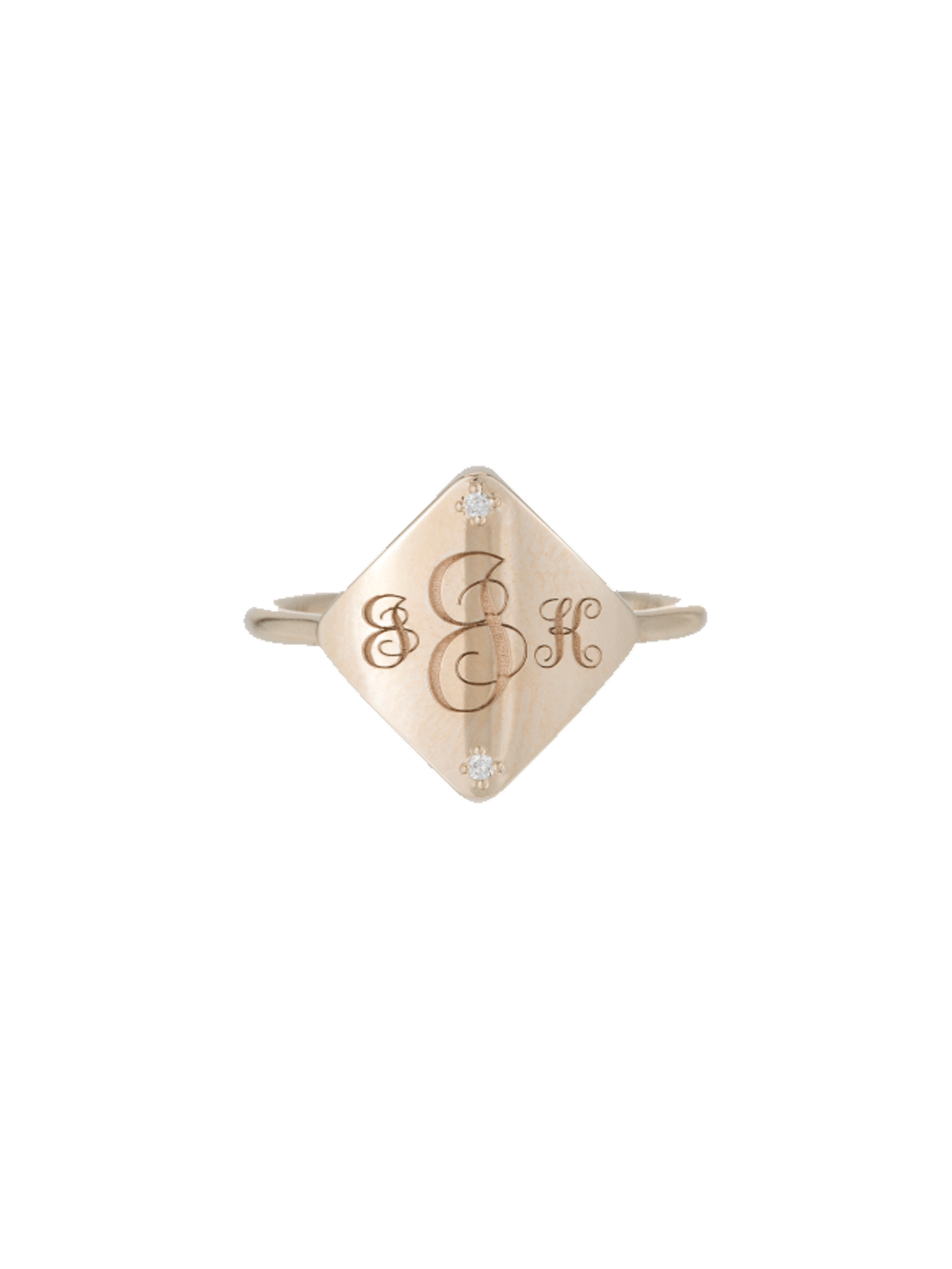 Square diamond guardian signet ring