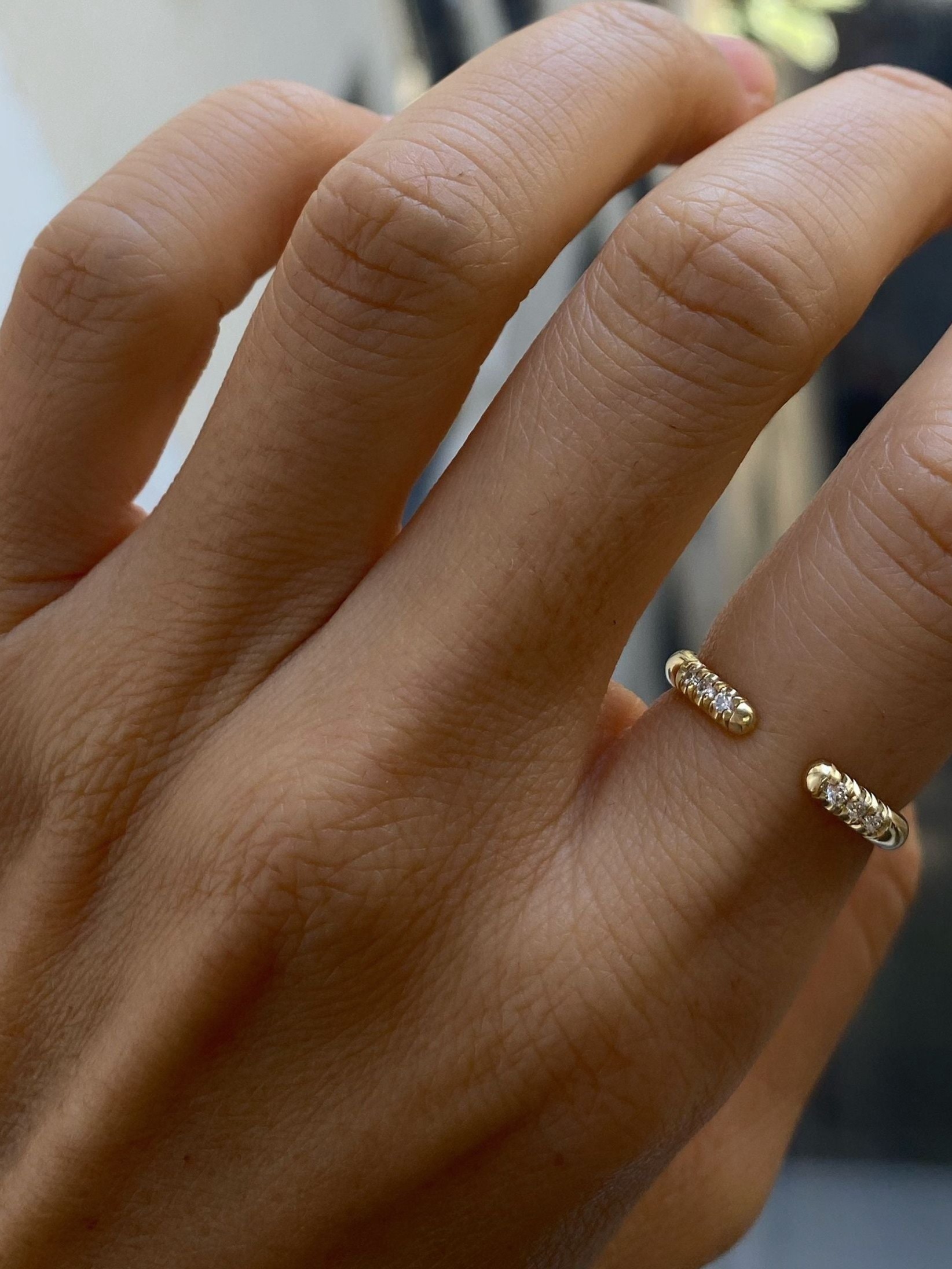 Chubby Diamond Equilibrium Cuff Ring
