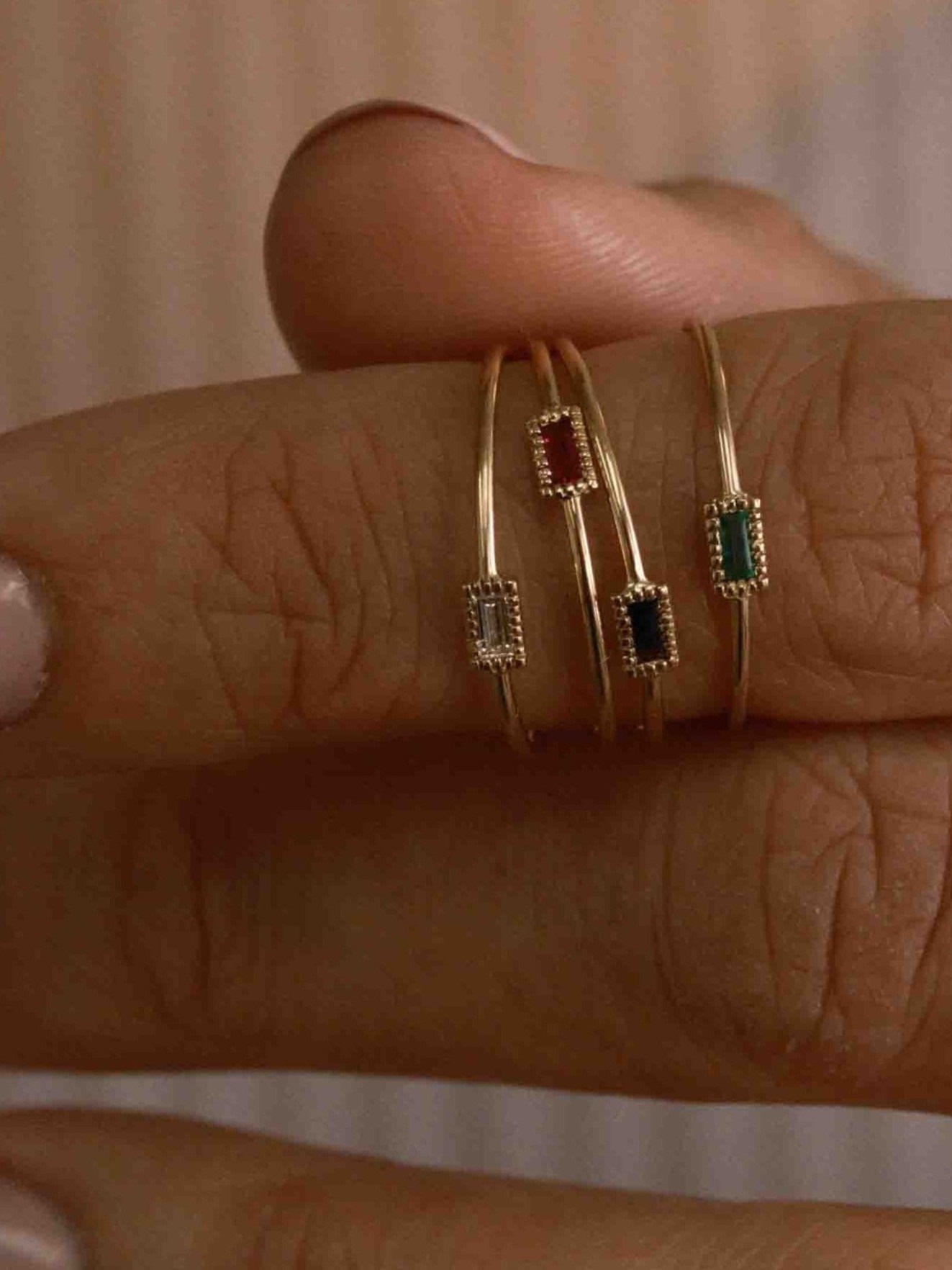 Baguette Ruby Moondrop Ring