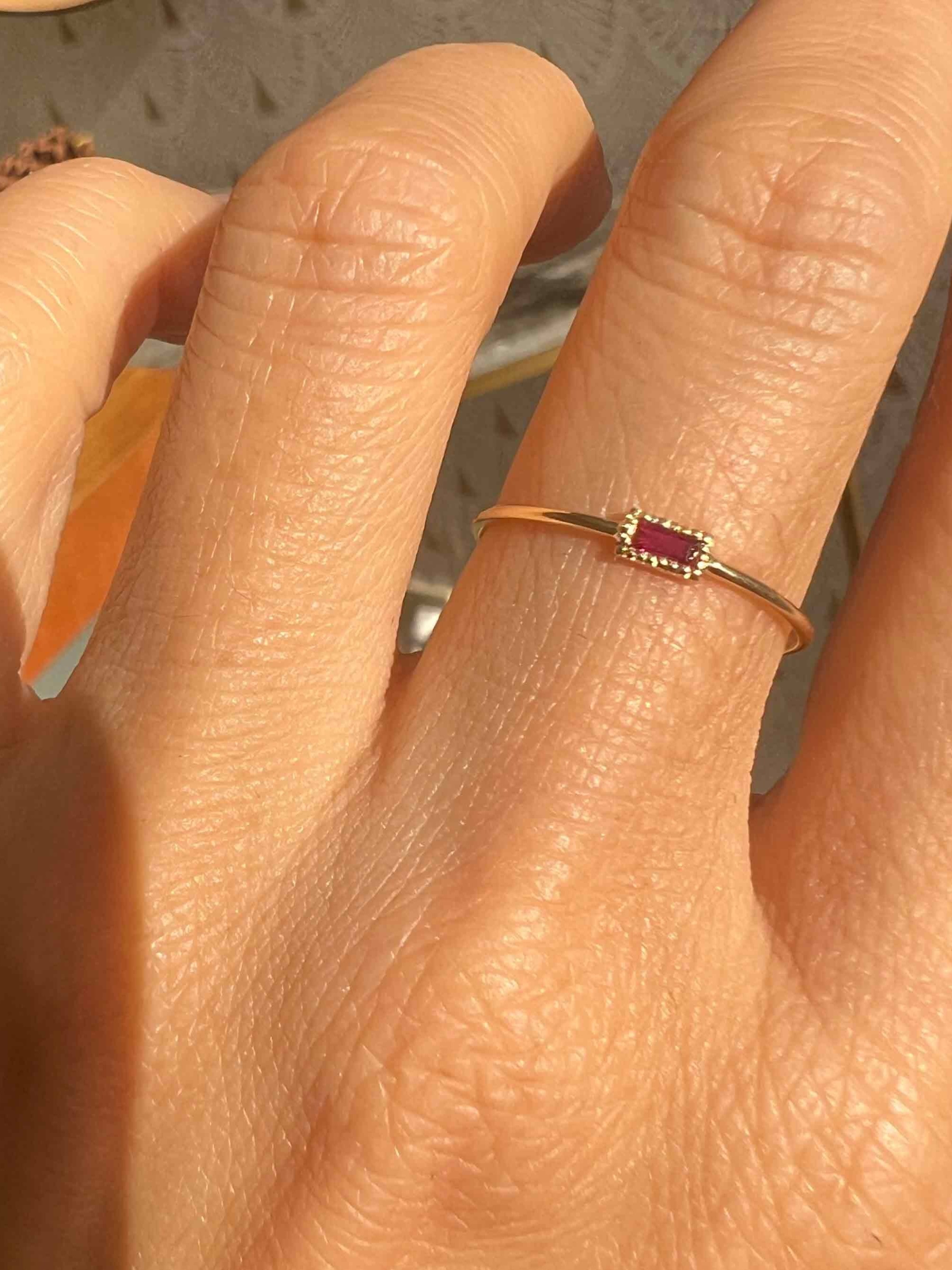 Baguette Ruby Moondrop Ring