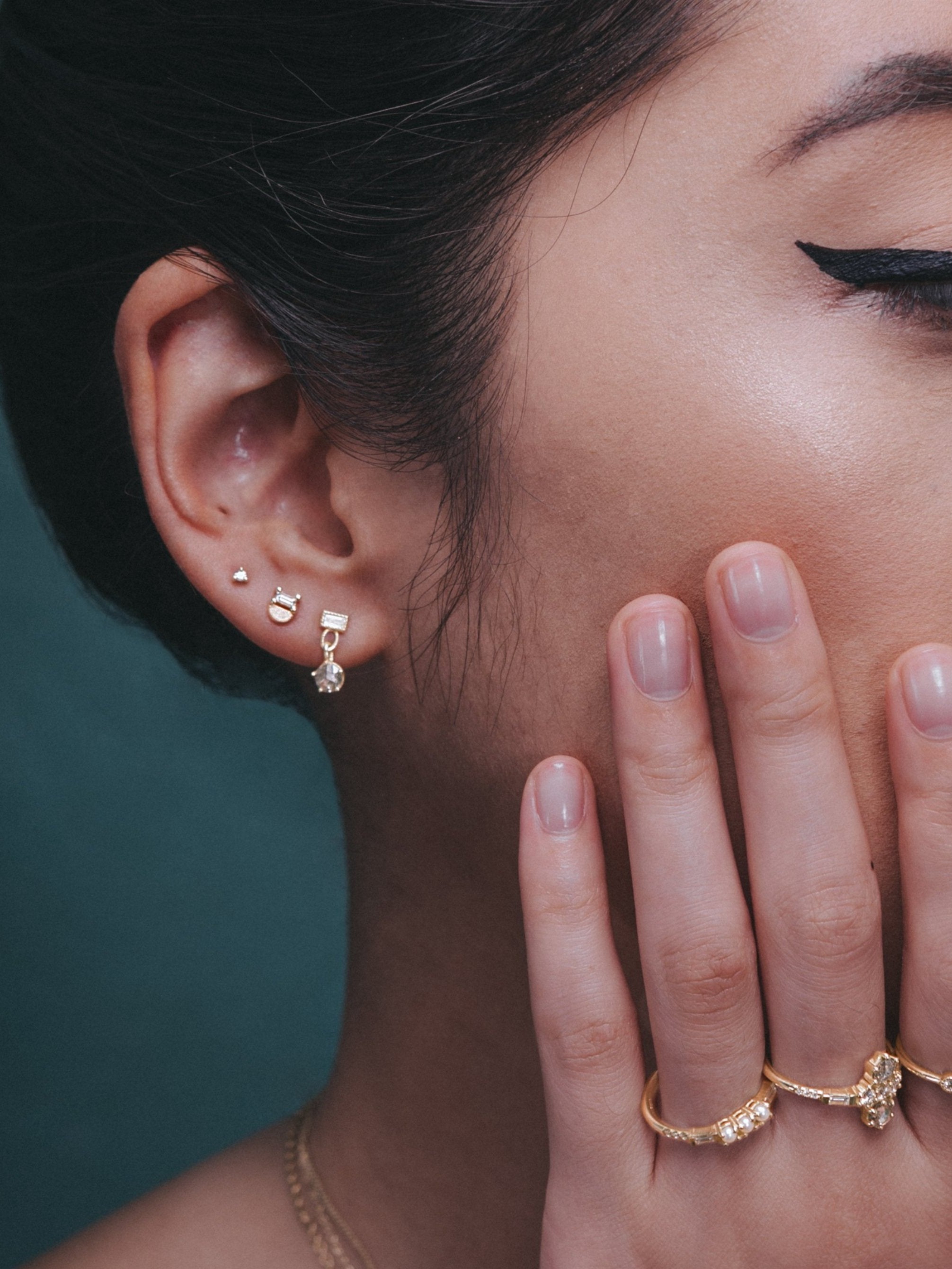 Baguette Half Moon Stud (Single)