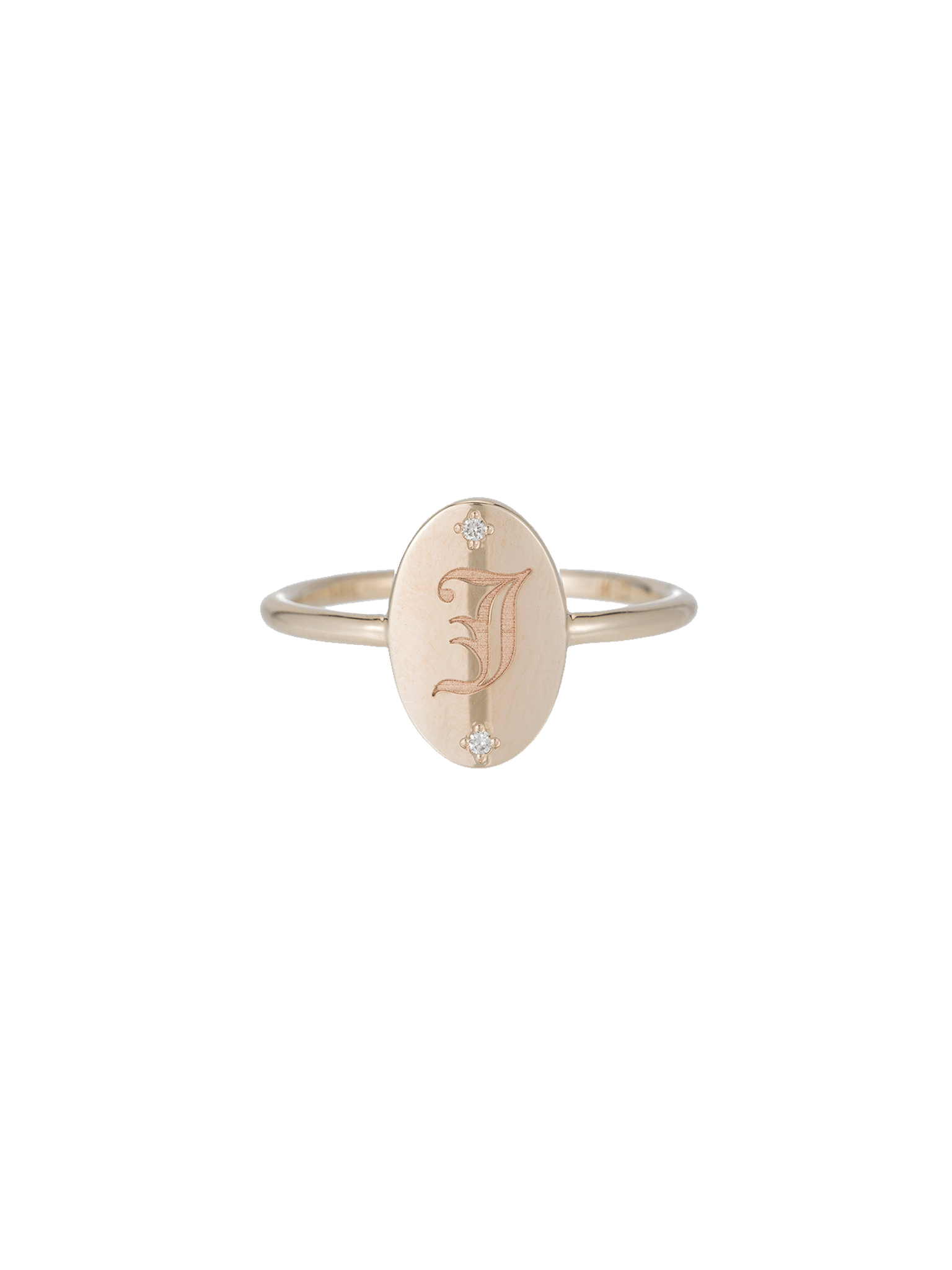 Oval diamond guardian signet ring
