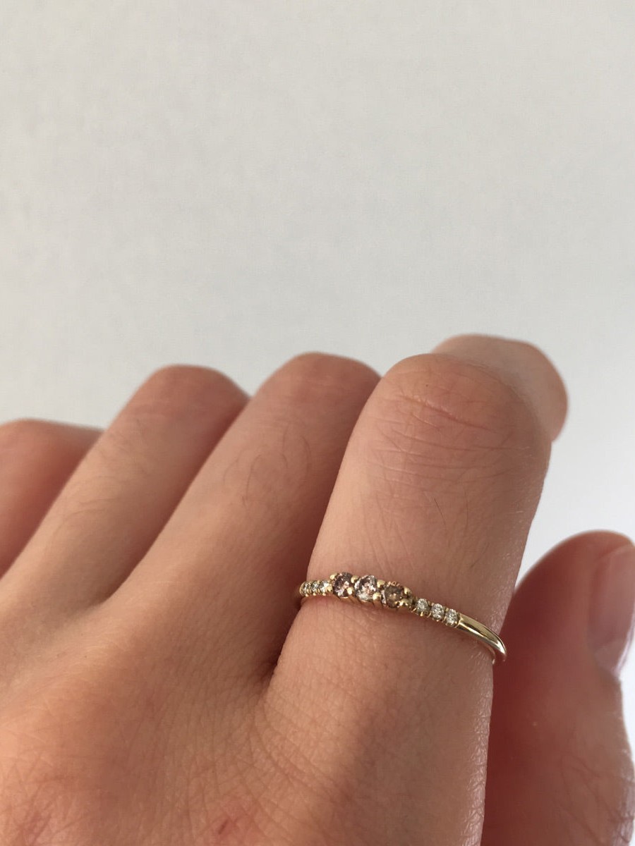 3 Champagne Diamond Equilibrium Ring