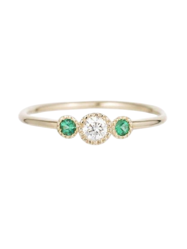 Diamond Emerald Trio Ring photo