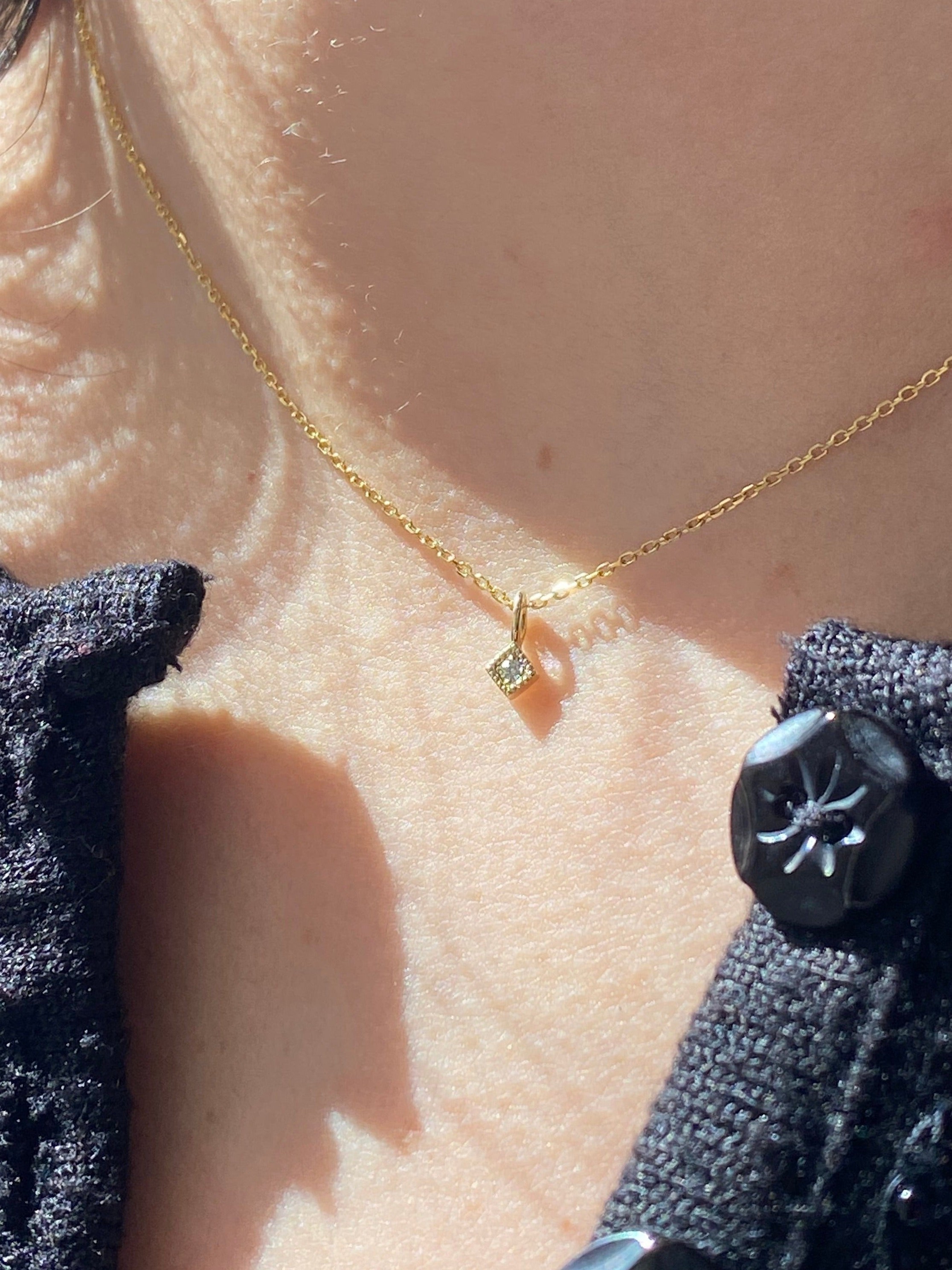 Diamond Mini Square Necklace