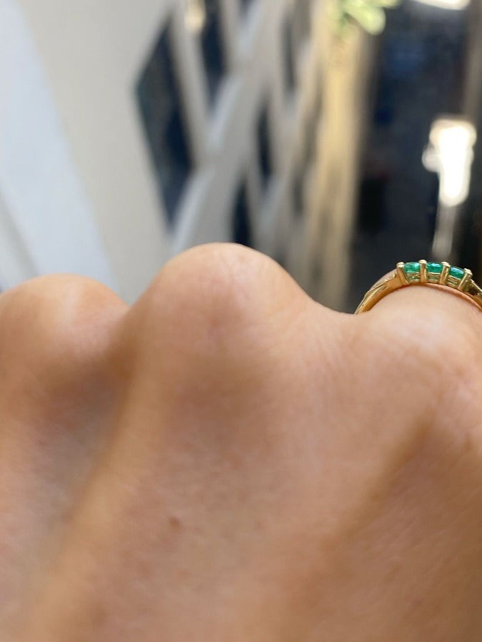 3 Emerald Deco Ring