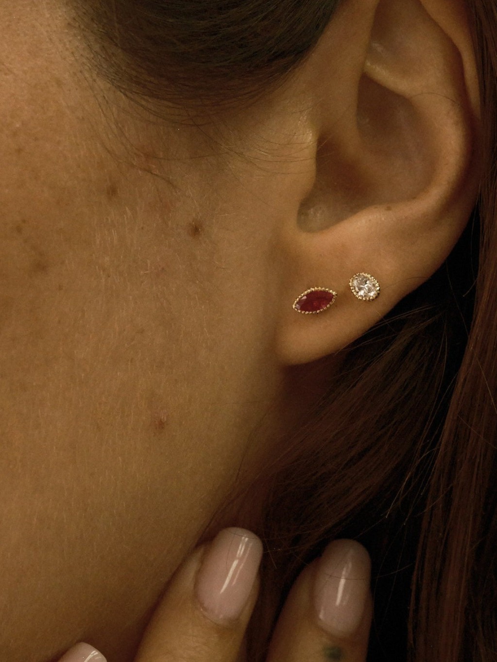 Diamond Oval Milgrain Earrings (Pair)