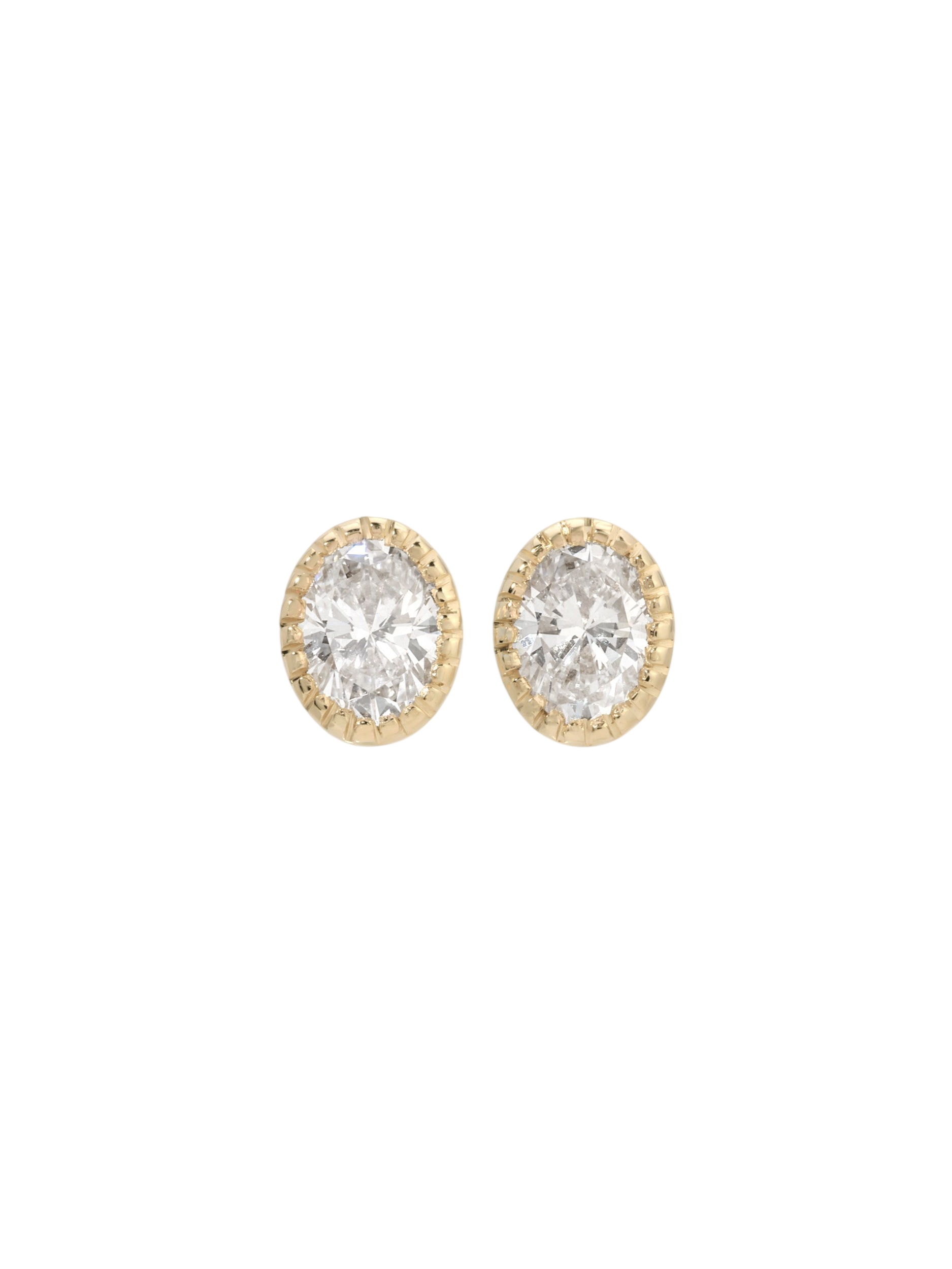 Diamond Oval Milgrain Earrings (Pair) photo