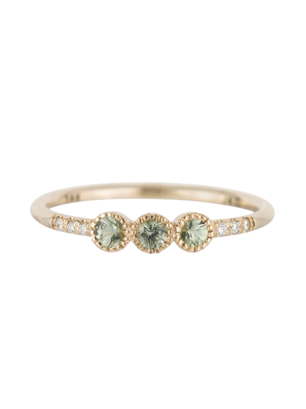 3 Bezel Green Sapphire Equilibrium Ring photo