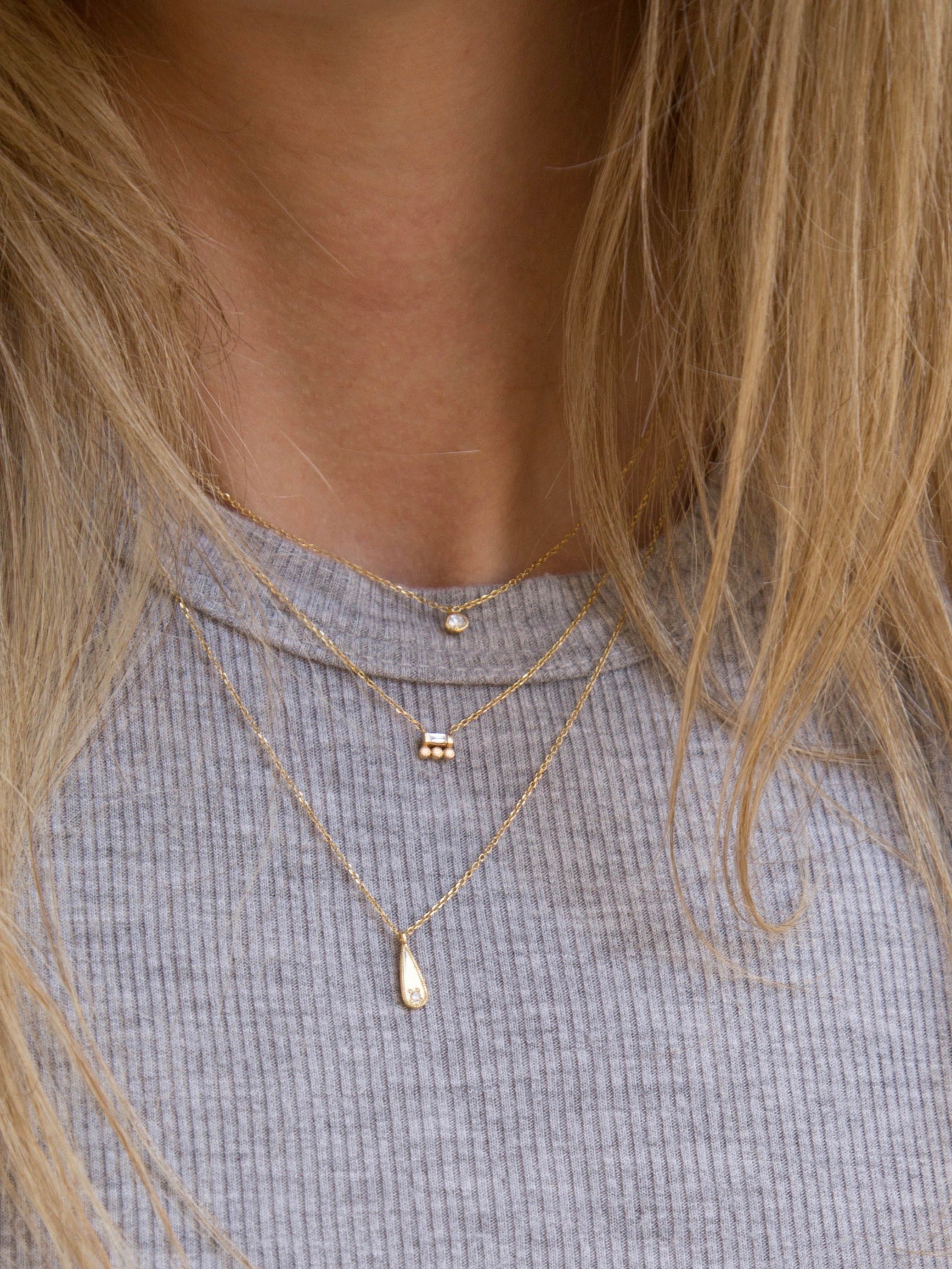 Baguette 3 Dot Necklace