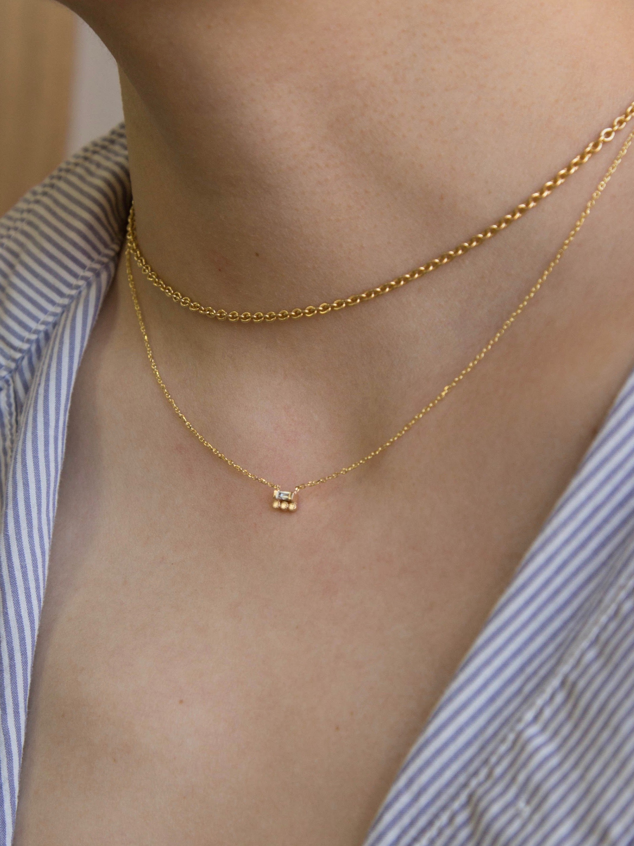 Baguette 3 Dot Necklace