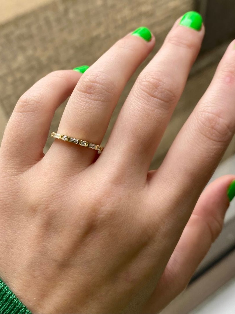 Baguette Round Diamond Half Eternity Band