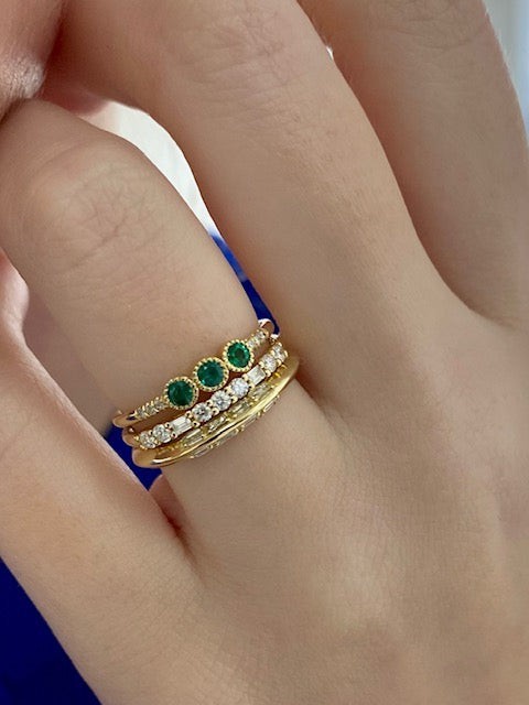 3 Bezel Emerald Equilibrium Ring