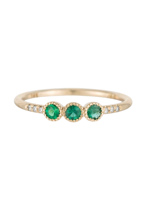 3 Bezel Emerald Equilibrium Ring photo