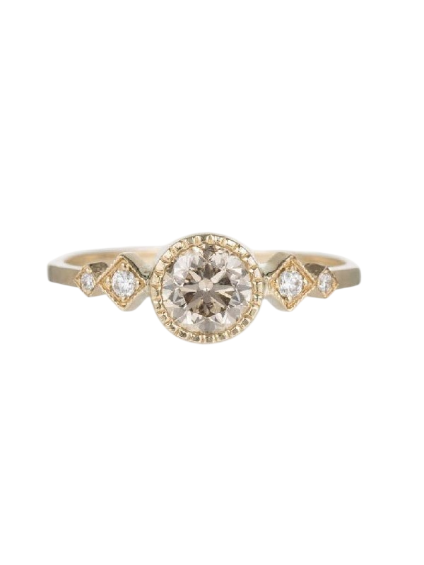 Champagne Diamond Solitaire Echo Ring photo
