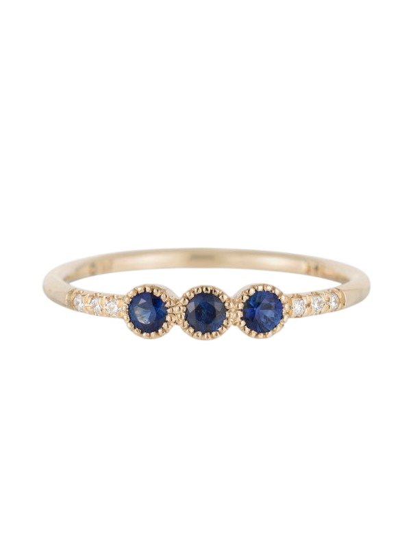 3 Bezel Blue Sapphire Equilibrium Ring photo