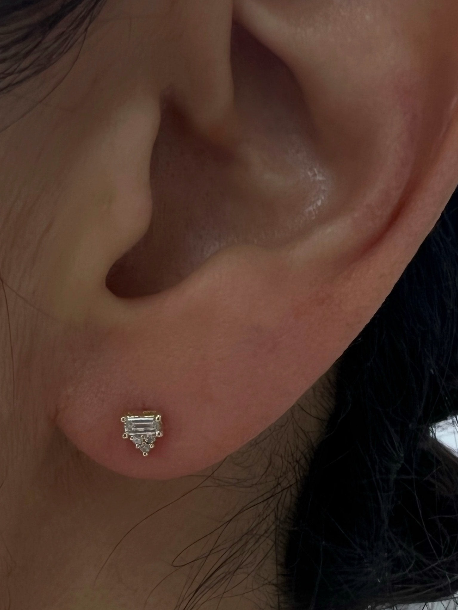 Diamond Baguette Cluster Stud (Single)