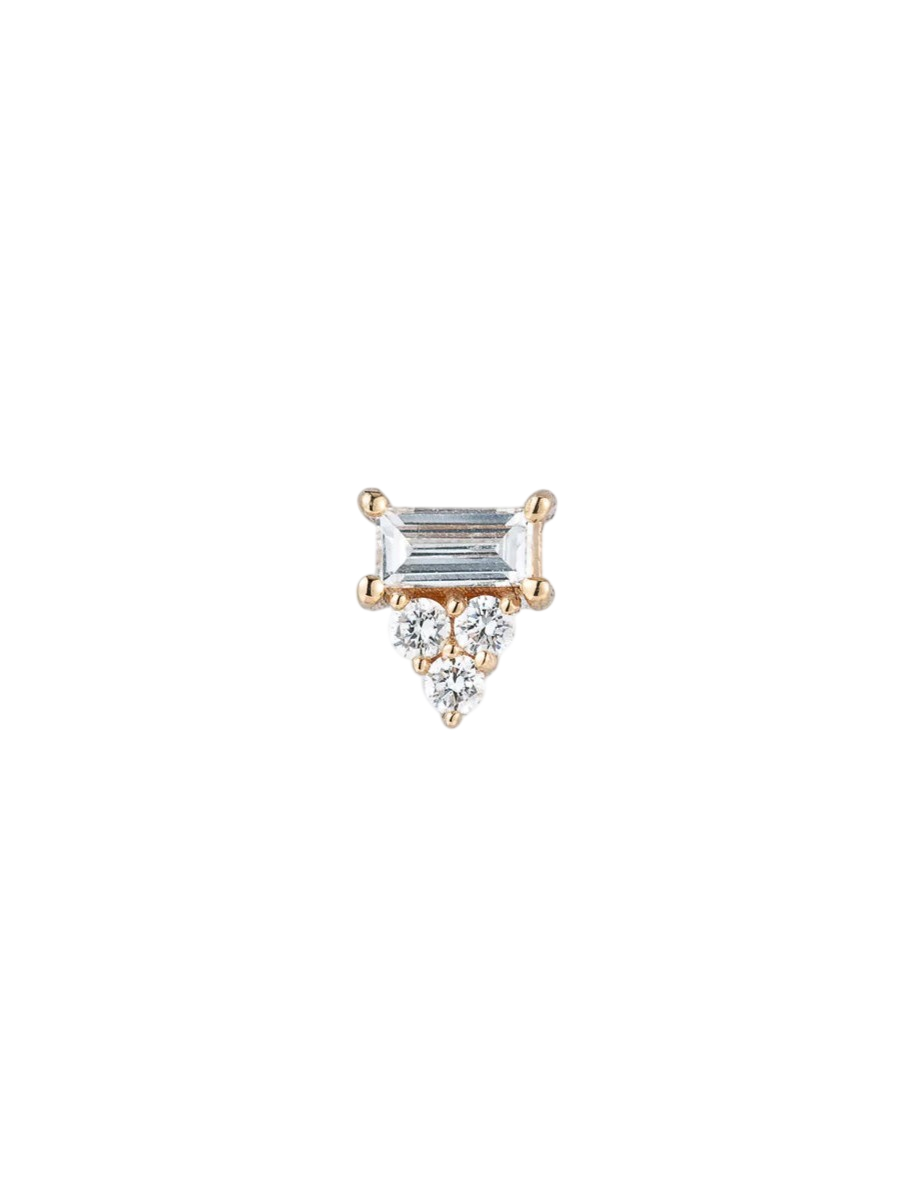 Diamond Baguette Cluster Stud (Single) photo