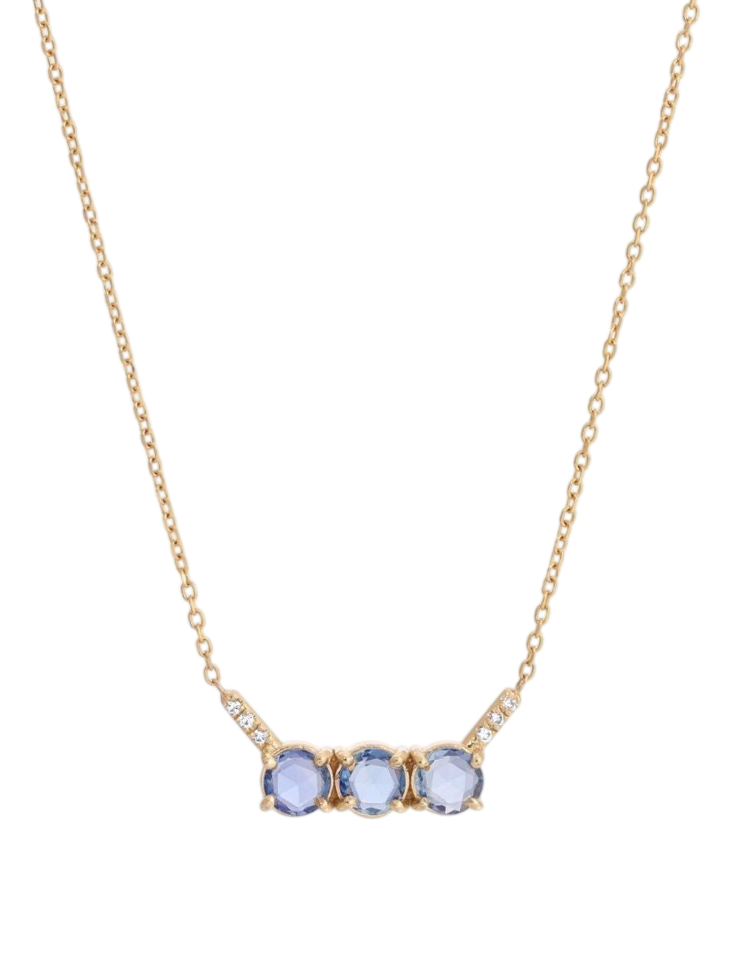 3 Rose Cut Blue Sapphire Equilibrium Necklace photo