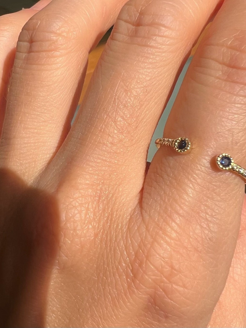 Blue Sapphire Bezel Equilibrium Cuff Ring