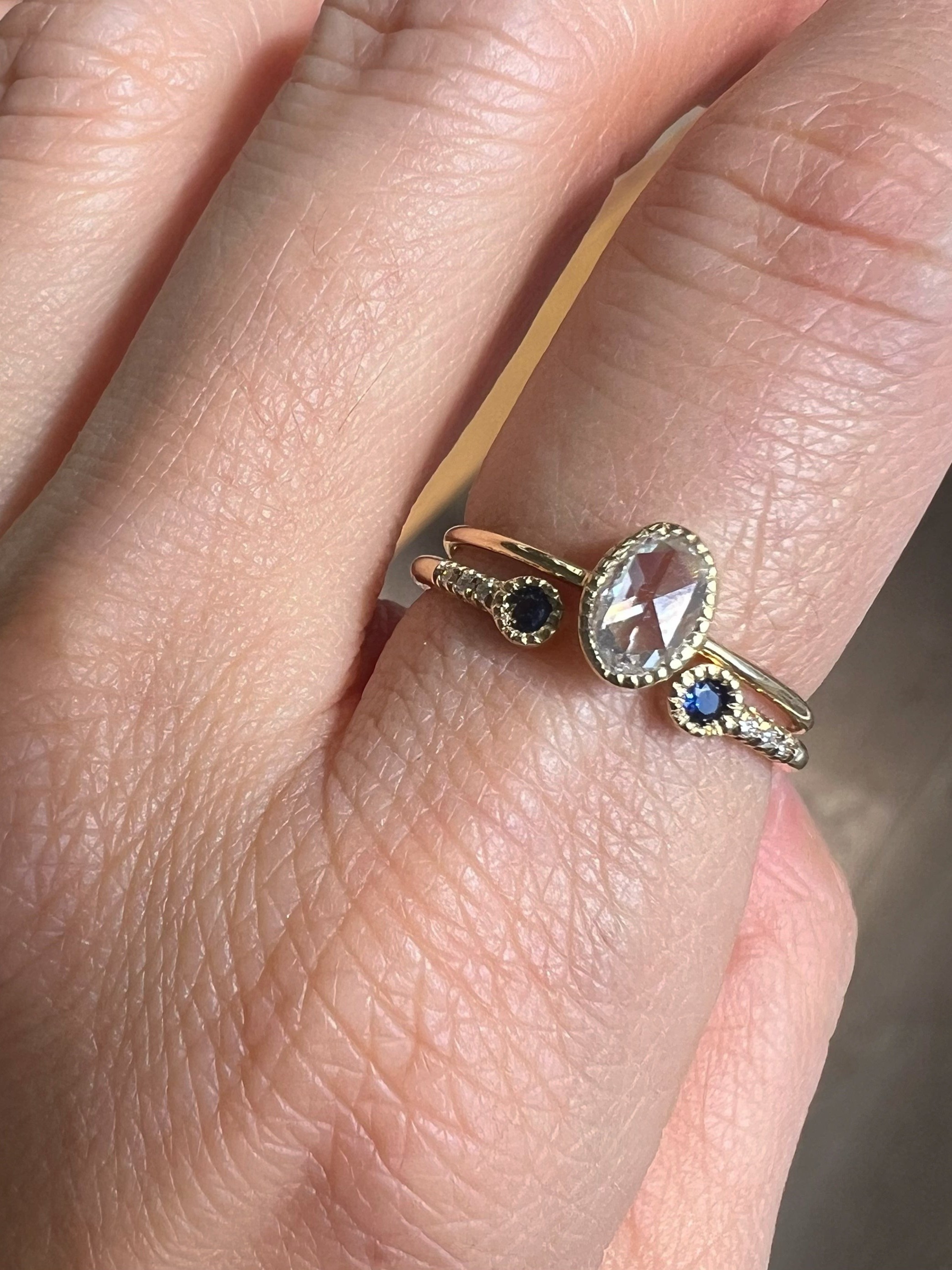 Blue Sapphire Bezel Equilibrium Cuff Ring