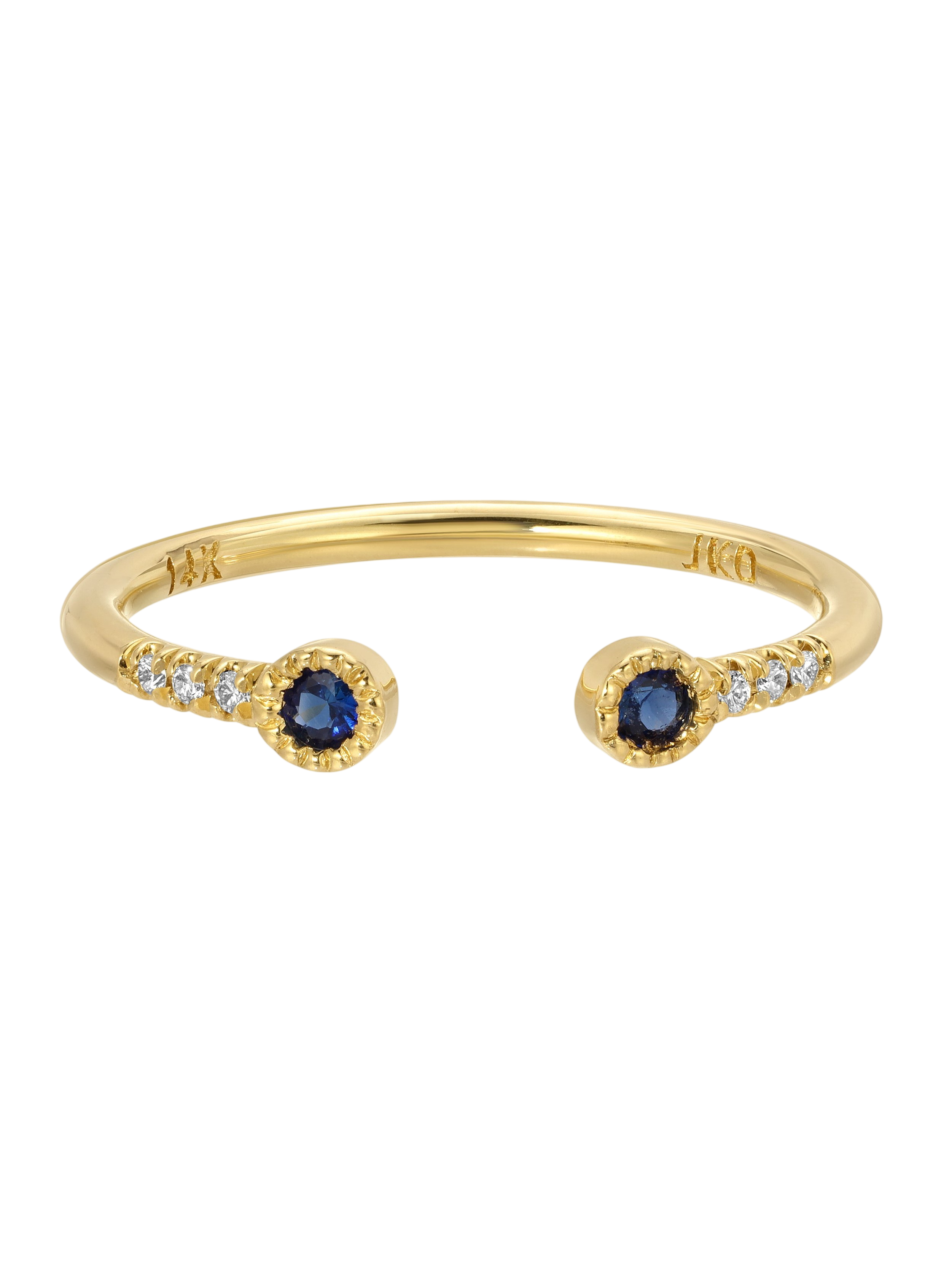 Blue Sapphire Bezel Equilibrium Cuff Ring photo