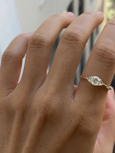 Diamond Round Trillion Knife Edge Ring