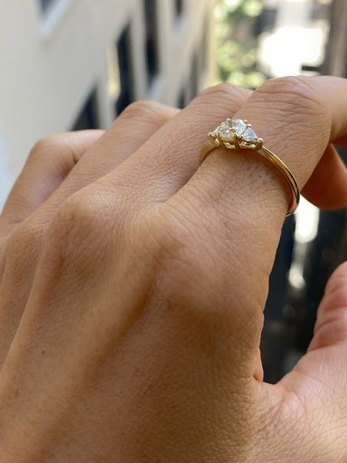 Diamond Round Trillion Knife Edge Ring