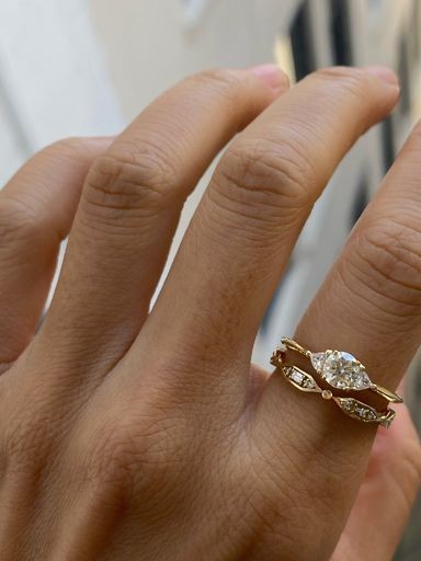 Diamond Round Trillion Knife Edge Ring