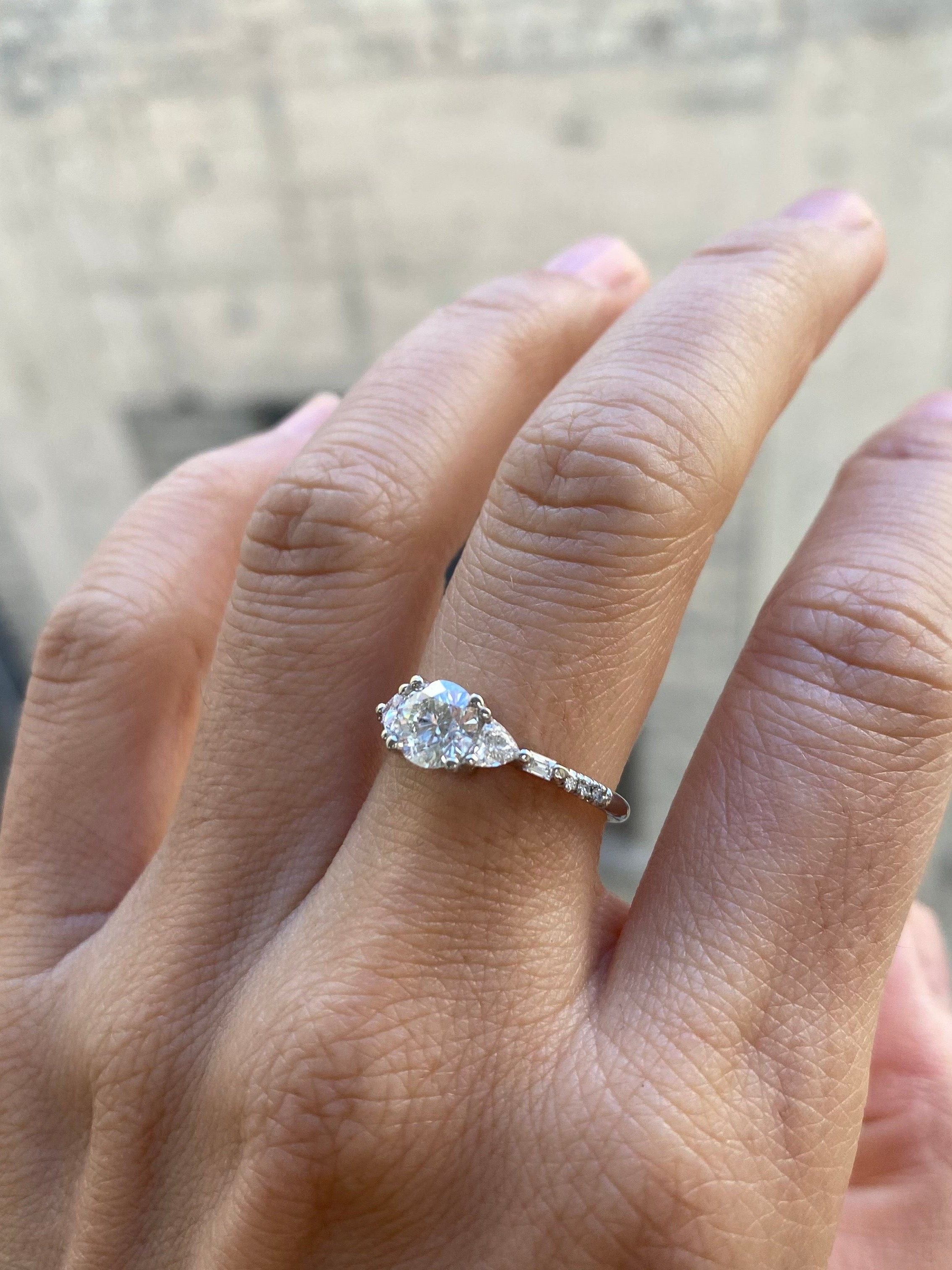 Diamond Round Trillion Knife Edge Ring