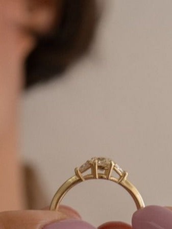Diamond Round Trillion Knife Edge Ring