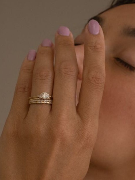 Diamond Round Trillion Knife Edge Ring