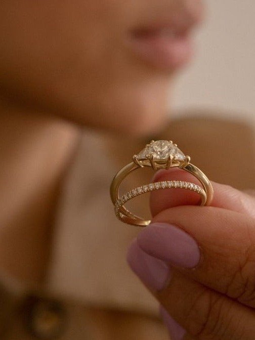 Diamond Round Trillion Knife Edge Ring