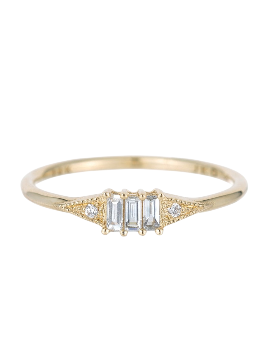 3 Baguette Mini Deco Point Ring photo