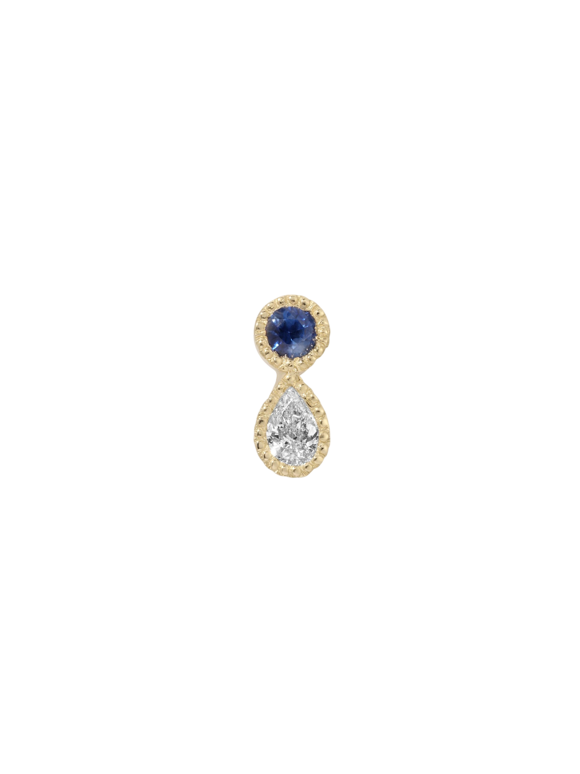 Blue Sapphire Diamond Dewdrop Stud (Single) photo