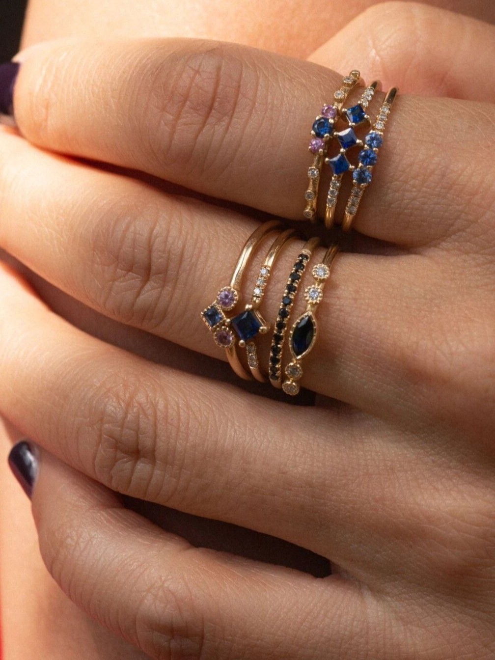 3 Sapphire Equilibrium Ring