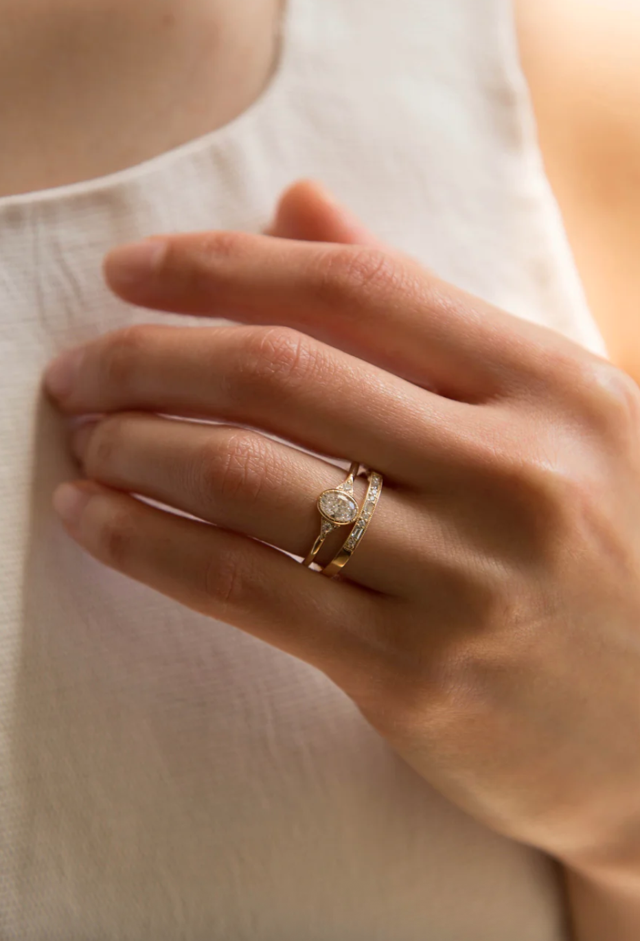 Diamond Oval Deco Ring