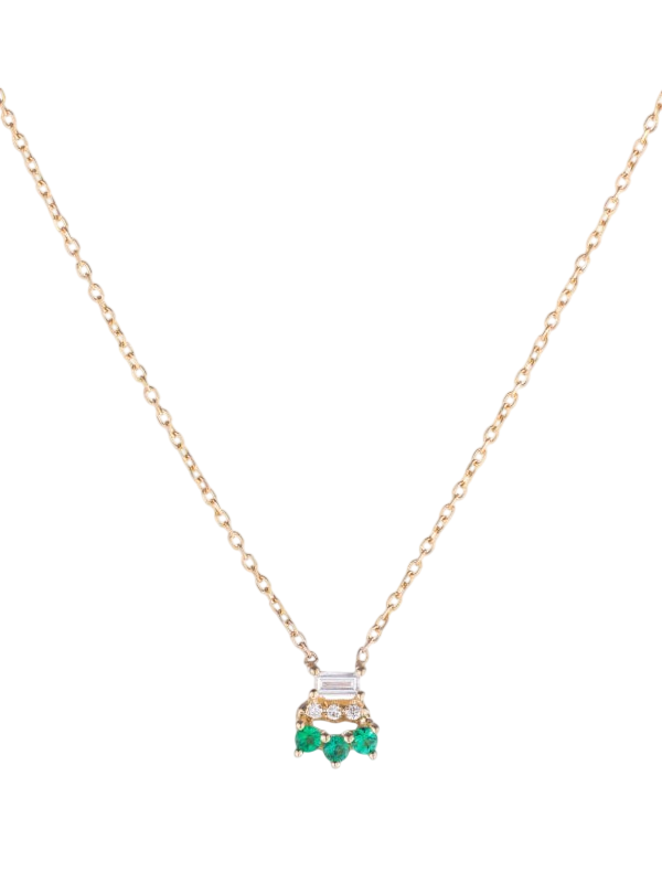 Baguette Emerald Lace Necklace photo